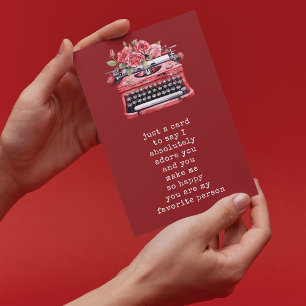 Valentine day Floral Typewriter Personalized Holiday Card