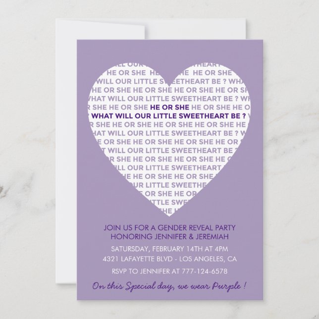Valentine day gender reveal invitation valentines (Front)