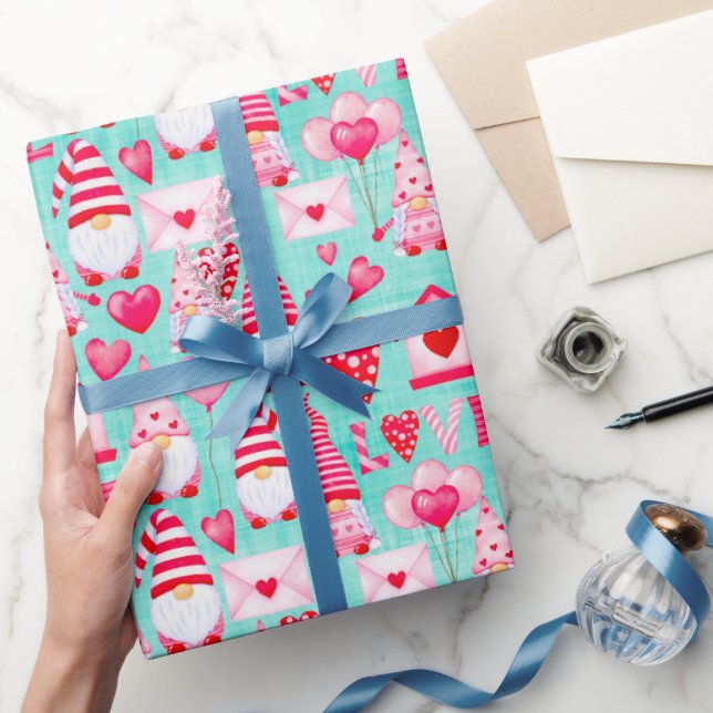 Valentine Day Gnomes Wrapping Paper (Gifting)