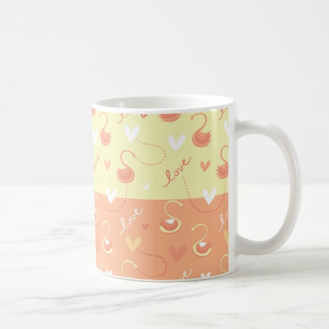 Valentine Day Heart Love Written in Yellow Orange Coffee Mug (Right)