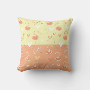 Valentine Day Heart Love Written in Yellow Orange Throw Pillow