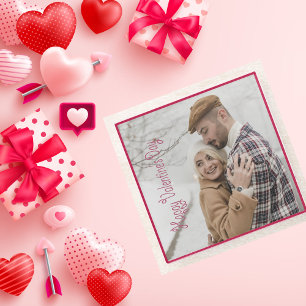 Valentine Day Personalized Photo  Glass Coaster