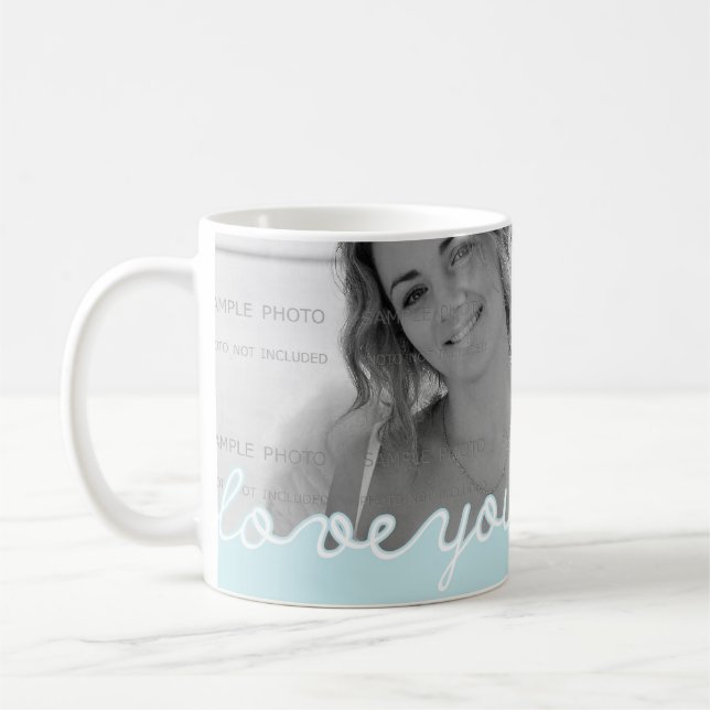 Valentine Day Personalized Photo Love You Blue Coffee Mug (Left)
