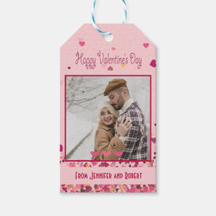 Valentine Day Personalized Photo Pink Hearts Gift Tags