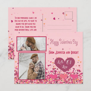 Valentine Day Personalized Photo Pink Hearts Postcard