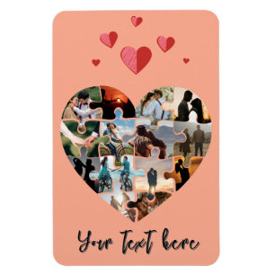 Valentine day photo heart gift magnet