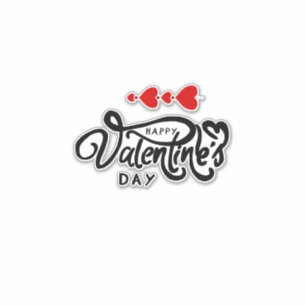 Valentine Day Red Hearts Romantic Arrow Typography