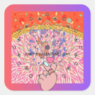 VALENTINE DAY SQUARE STICKER