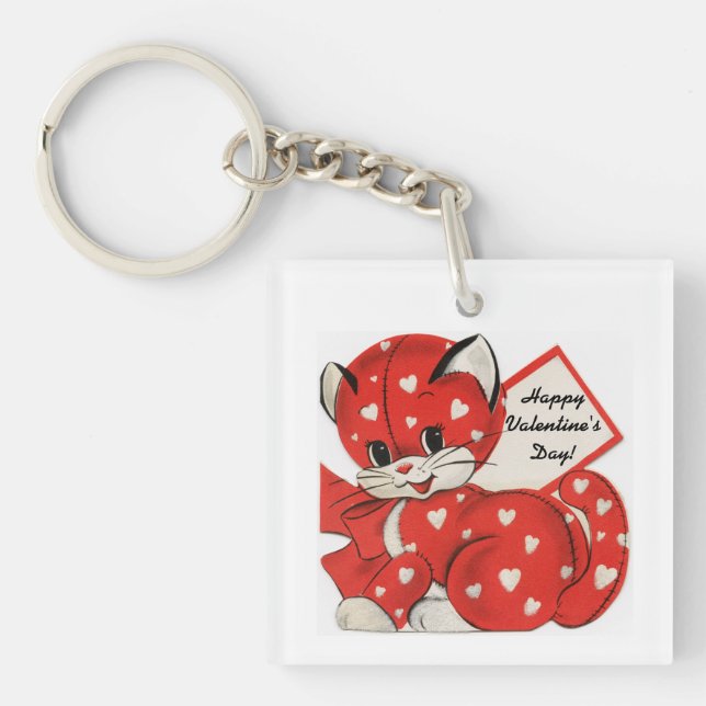 Valentine Day's Cute Kitten Keychain (Front)