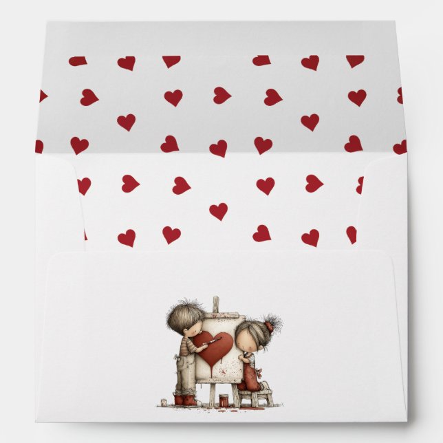 Valentine Design with Painting Sweethearts  Envelope (Back (Bottom))