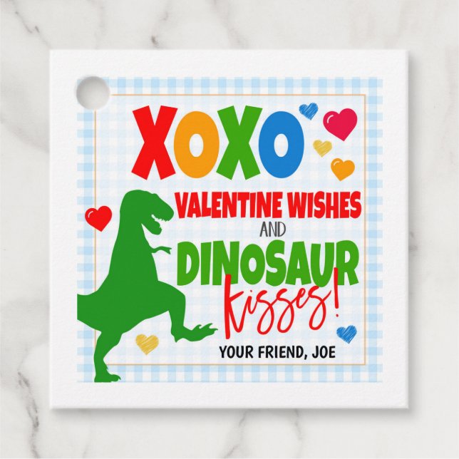 Valentine Dinosaur Gift Tag (Front)