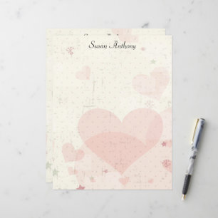 Valentine Distressed Rose Hearts Papier stationnai