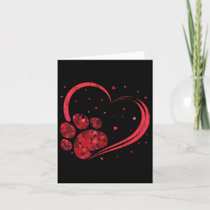 Valentine Dog & Cat Paw Shirt Valentines Day C Card