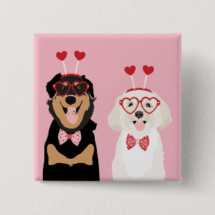 Valentine Dogs Rottweiler Maltipoo Puppy 2 Inch Square Button