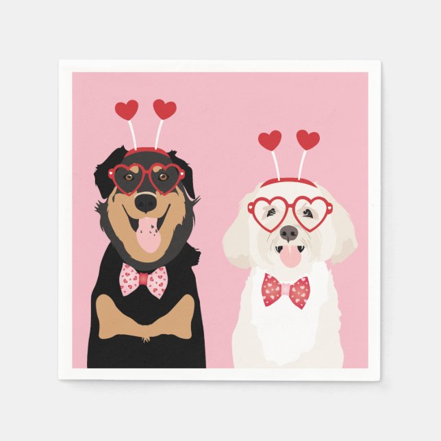 Valentine Dogs Rottweiler Maltipoo Puppy Napkin (Front)