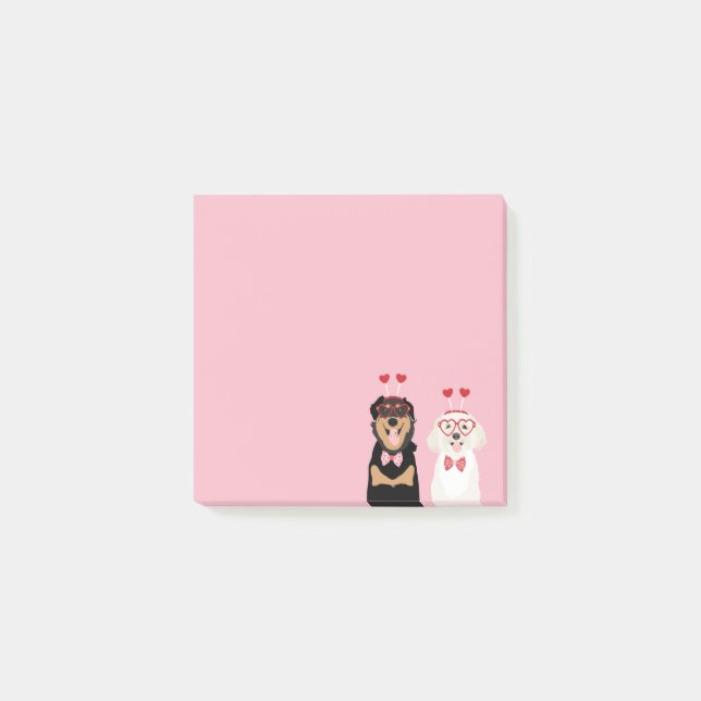 Valentine Dogs Rottweiler Maltipoo Puppy Post-it Notes (Front)