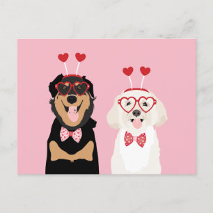 Valentine Dogs Rottweiler Maltipoo Puppy Postcard