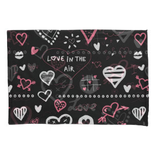 Valentine Doodle Heart Vintage Pillowcase