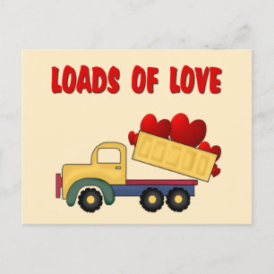 Valentine Dump truck with Loads of Love Holiday Postcard