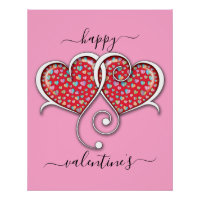Valentine Elegant Interlock Hearts Design Poster
