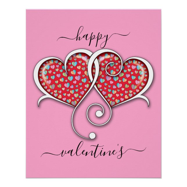Valentine Elegant Interlock Hearts Design Poster (Devant)