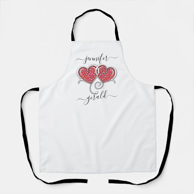 Valentine Elegant Interlocked Hearts Design Apron (Front)