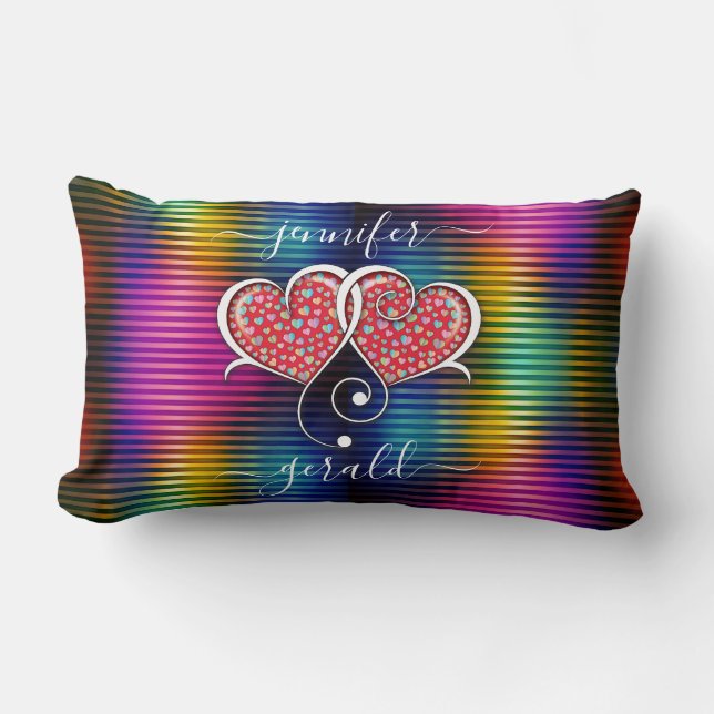 Valentine Elegant Interlocked Hearts Design Lumbar Pillow (Front)