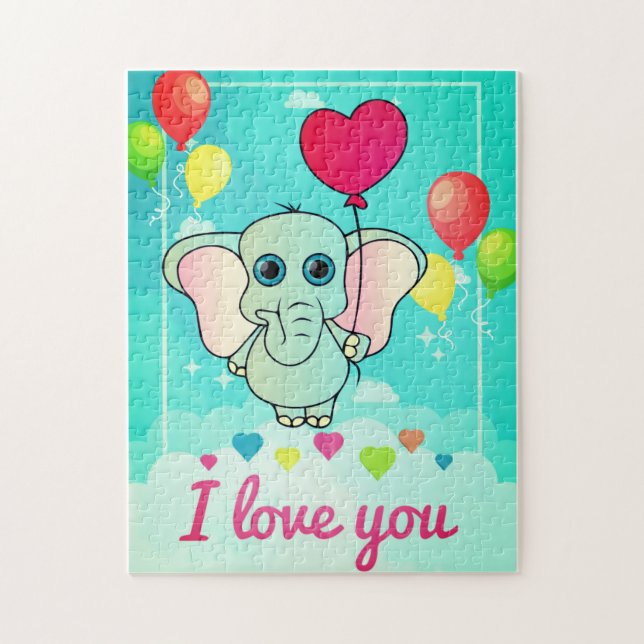 Valentine Elephant Jigsaw Puzzle (Vertical)