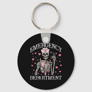 Valentine Er Nurse Emergency Department Room Skele Keychain