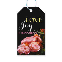 Valentine étiquettes cadeaux Amour Joie Bonheur Ro
