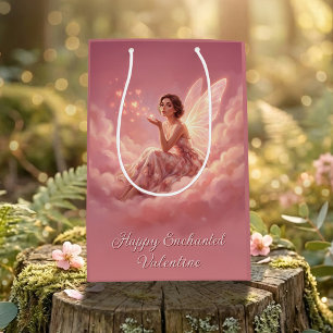 Valentine Fairy on Pink Clouds Fantasy Art Medium Gift Bag