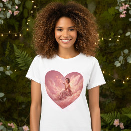 Valentine Fairy on Pink Clouds Fantasy Art T-Shirt