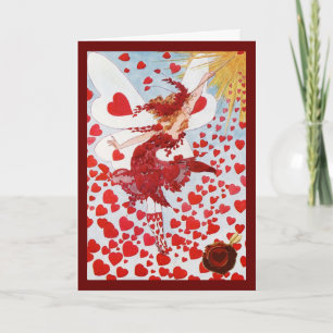 VALENTINE FAIRY WITH WAND,RED WAX SEAL WITH HEART HOLIDAY CARD
