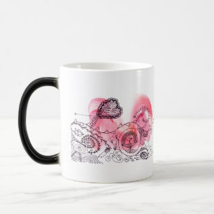 Valentine Fantasy Race Cars Pinks and Reds Magic Mug