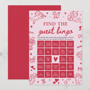 Valentine Find the Guest Bingo Baby Shower Game Invitation