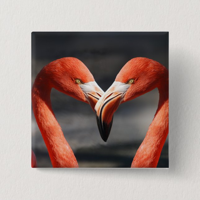 Valentine Flamingo 2 Inch Square Button (Front)