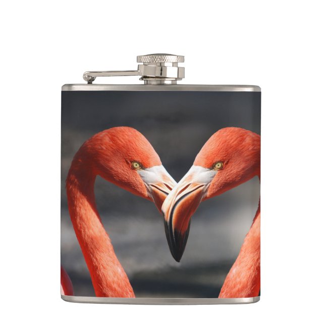 Valentine Flamingo Hip Flask (Front)