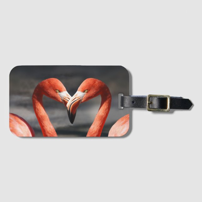 Valentine Flamingo Luggage Tag (Front Horizontal)