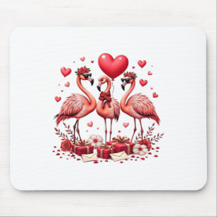 Valentine Flamingo Pink Animal Heart Happy Valenti Mouse Pad