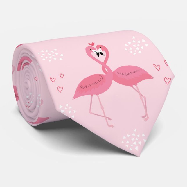 Valentine Flamingos  Tie (Rolled)