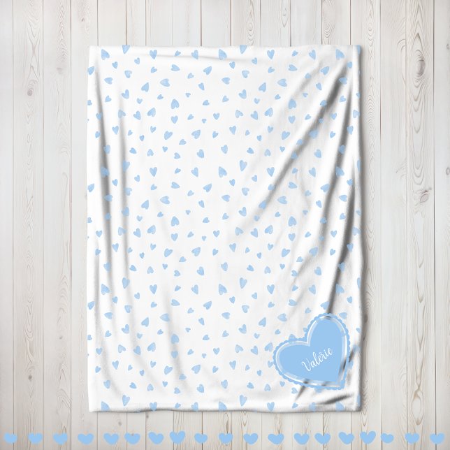 Valentine Floating Hearts blue Fleece Blanket (Creator Uploaded)