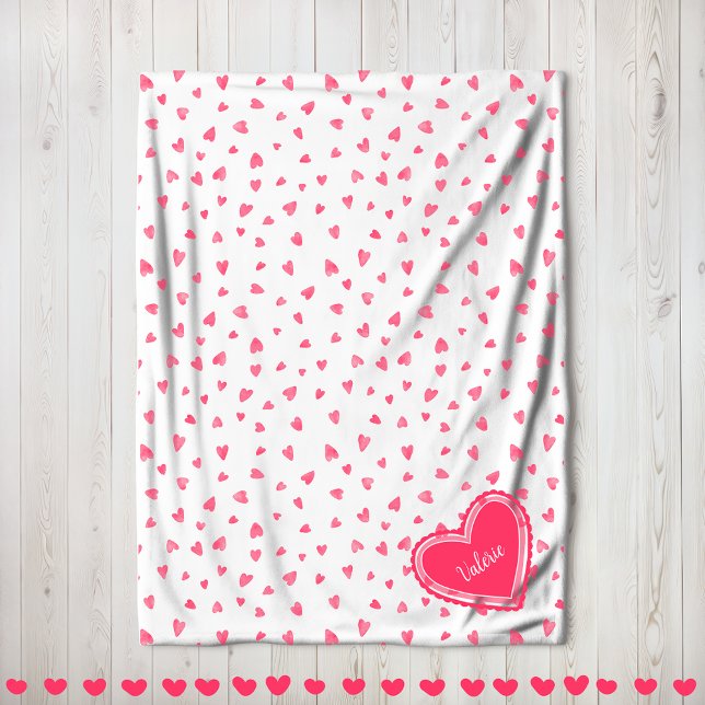 Valentine Floating Hearts  Fleece Blanket (Creator Uploaded)