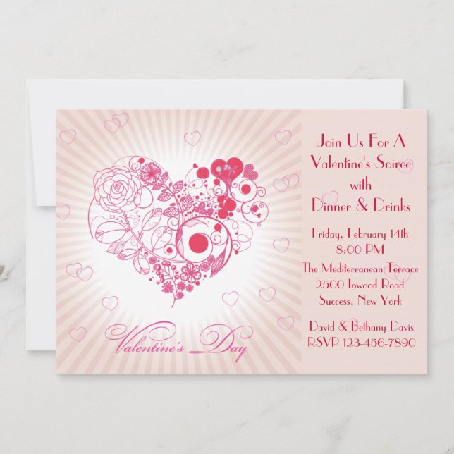 Valentine Floral Heart Invitation (Front)