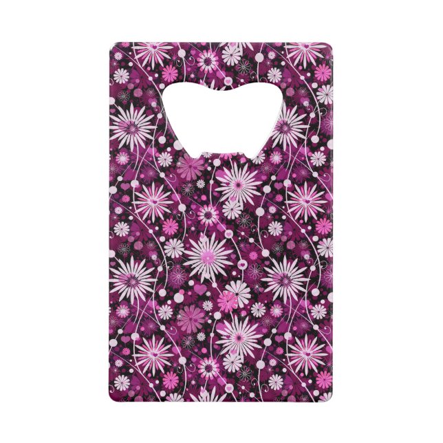 Valentine Floral Pattern Credit Card Bottle Opener (Front)