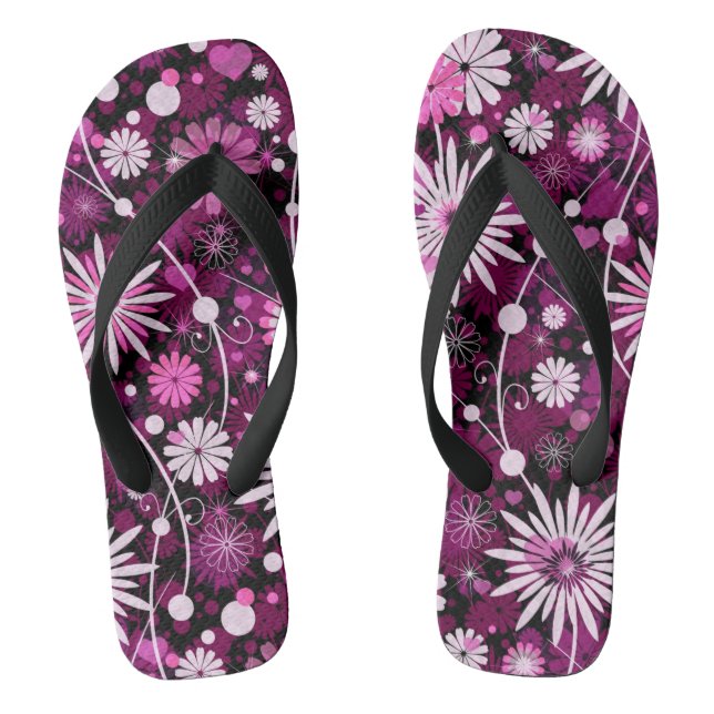 Valentine Floral Pattern Flip Flops (Footbed)