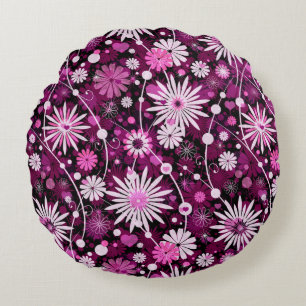 Valentine Floral Pattern Round Pillow