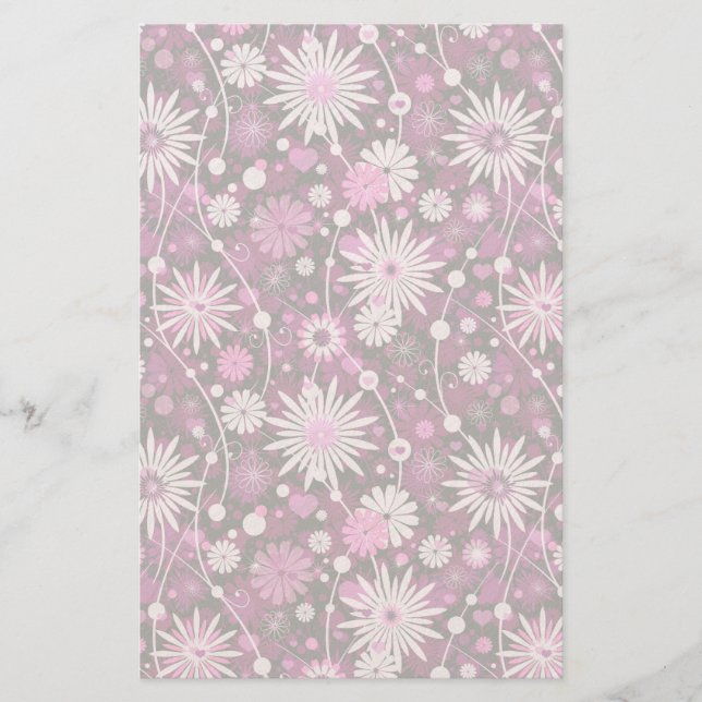 Valentine Floral Pattern Stationery (Front)