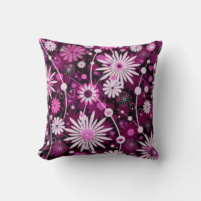 Valentine Floral Pattern Throw Pillow (Front)