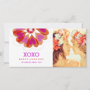 Valentine Flower Love Hearts Salutations Carte pho