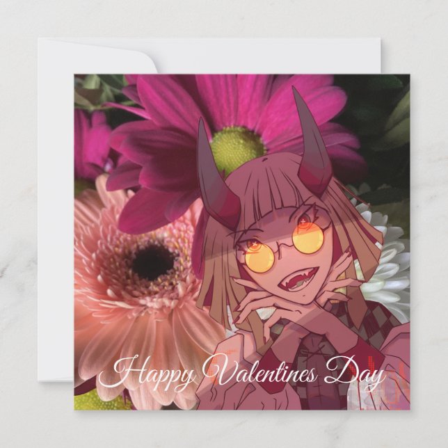 Valentine, flowers, anime card (Front)